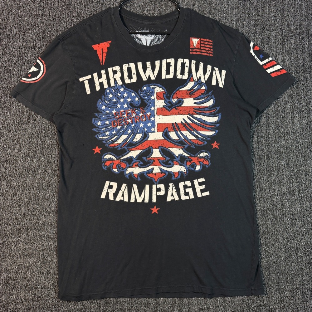 Throwdown Quinton Rampage Jackson MMA T-Shirt Mens XL Black Seek & Destroy USA